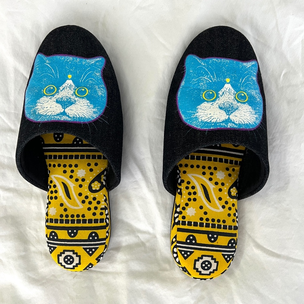 Heiwa Japanese Art Slippers – Satoshi Onodera Cat Design – Rare Artist Collab